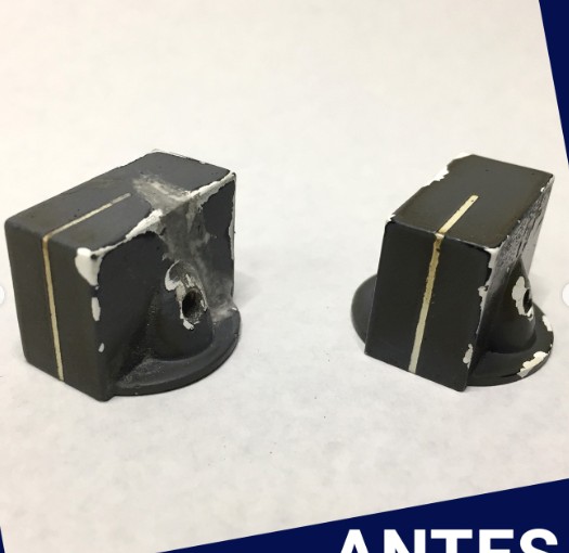 Knob de painel antes e depois da revitalização — antes